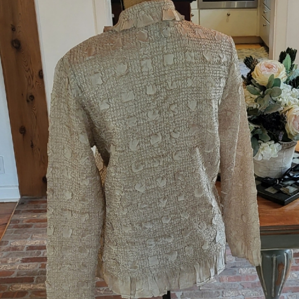CDP & Co size large iridescent cream blouse - Picture 6 of 7